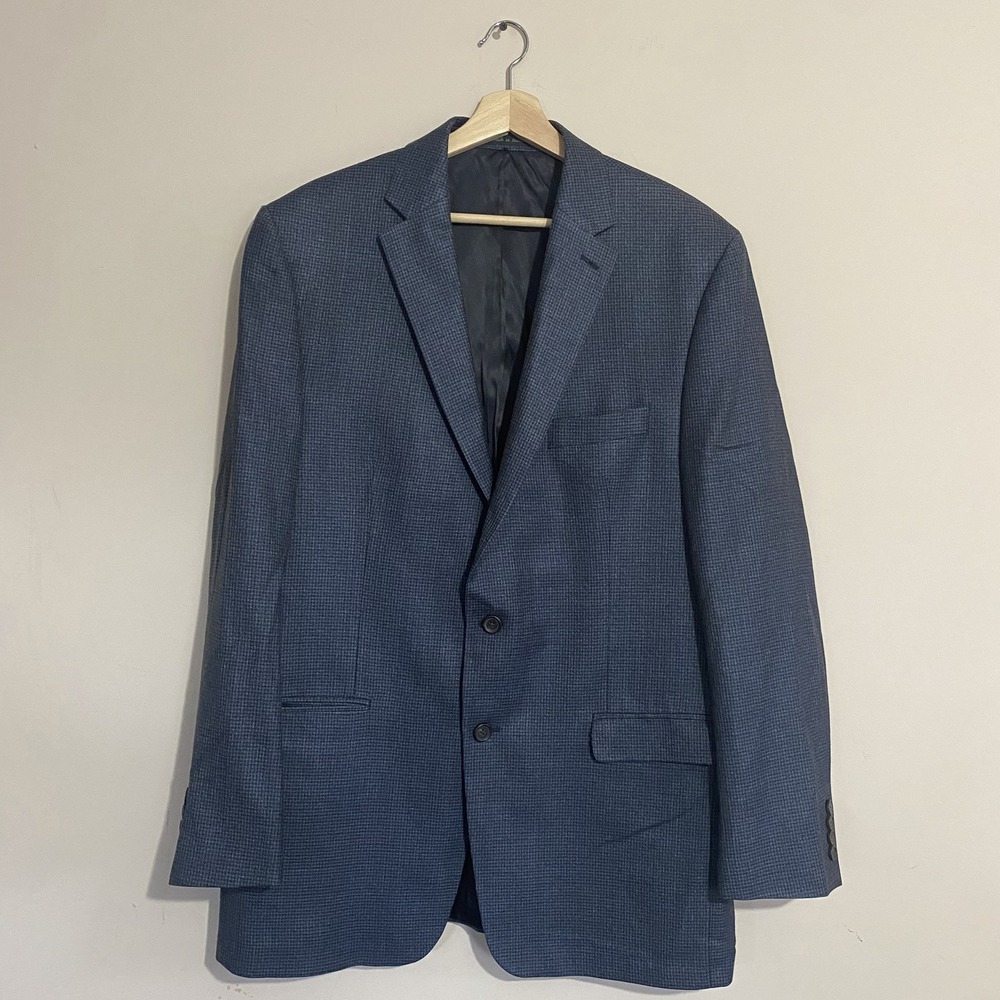Lauren Ralph Lauren Men's 44L Silk Wool Blend Blue Blazer Classic Preppy Casual